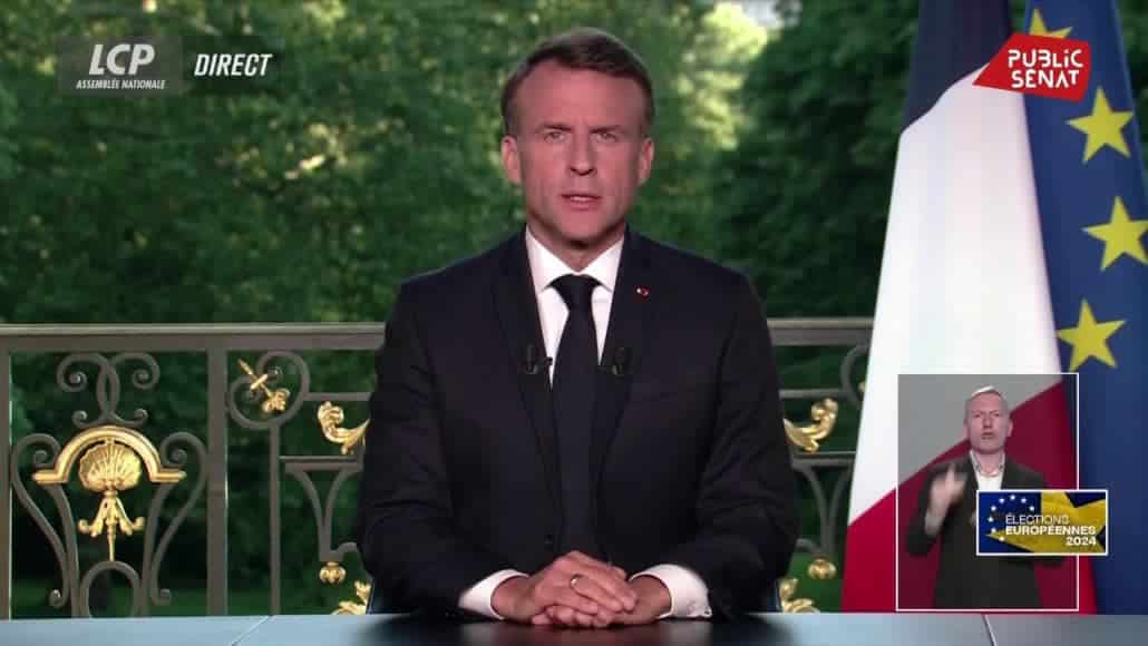 Résultats Européennes 2024 : Emmanuel Macron annonce la dissolution de l'Assemblée nationale à la suite du discours historique du RN. 09/06/2024