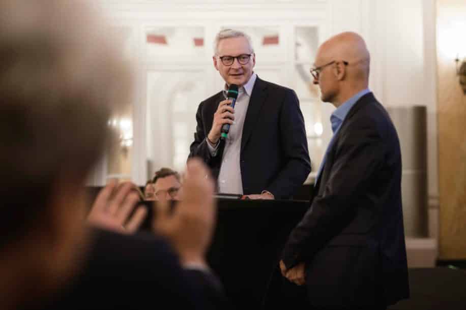 Bruno Le Maire en soutien à Xavier Roseren pour son lancement de campagne. Vendredi 14/04/2024